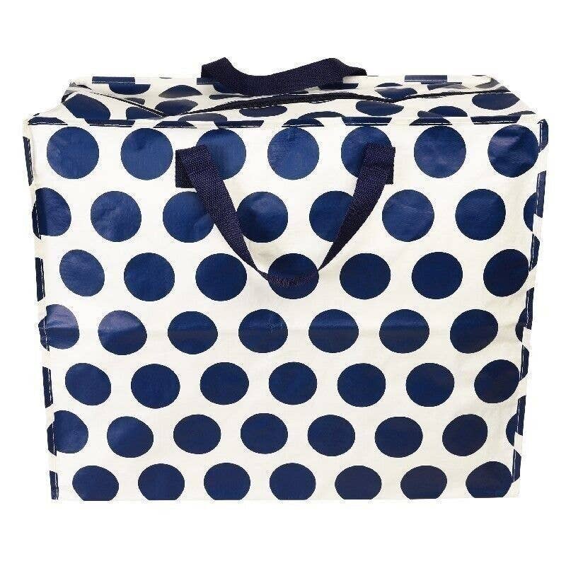 Jumbo Storage Bag - Navy Spot On White