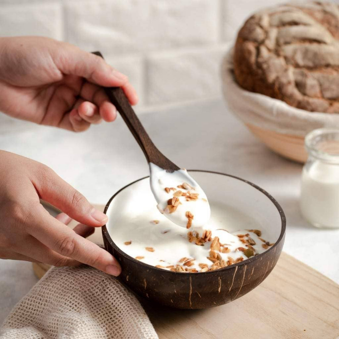 Coconut Shell Bowl & Wooden Spoon