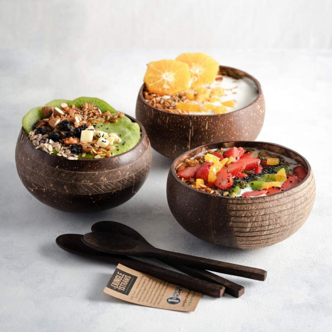Coconut Shell Bowl & Wooden Spoon