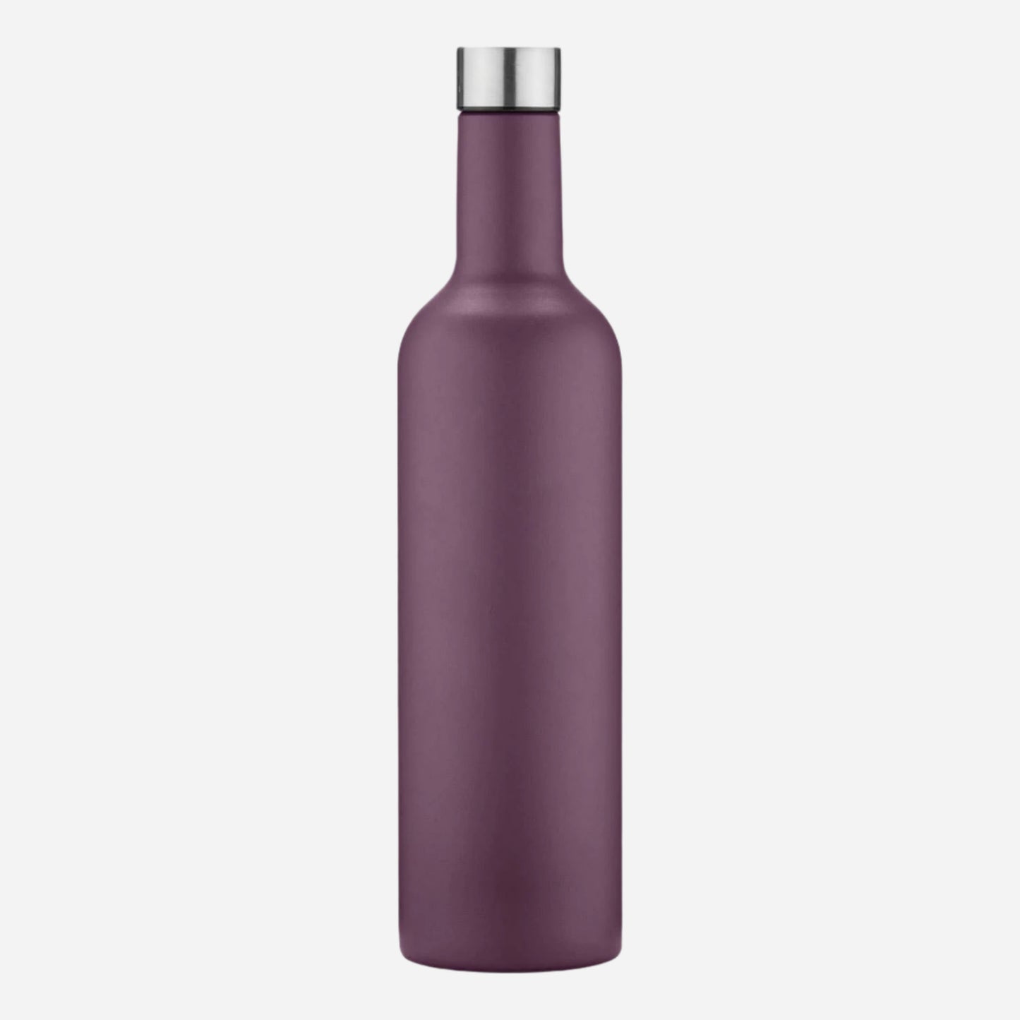 double walled insulated travel wine bottle in purple
