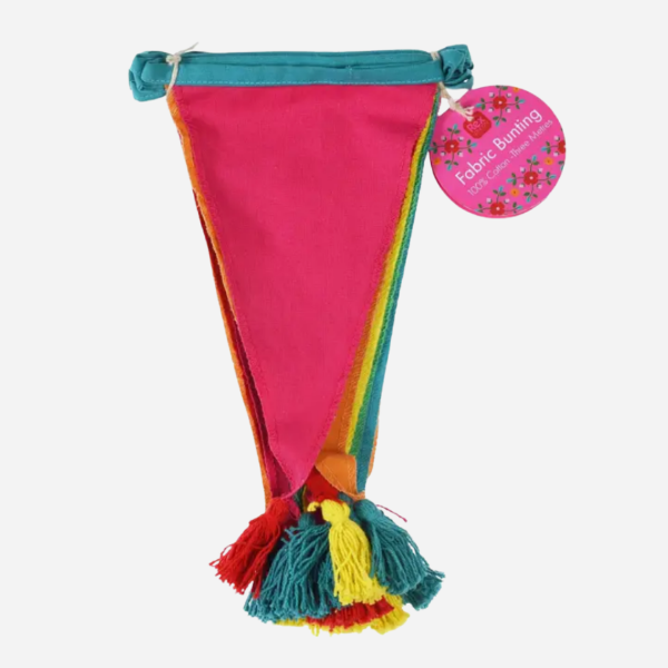 multicoloured bunting flags 100% cotton triangular flags with tassles