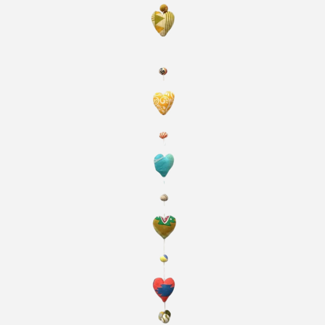 Colorful heart string on a white background