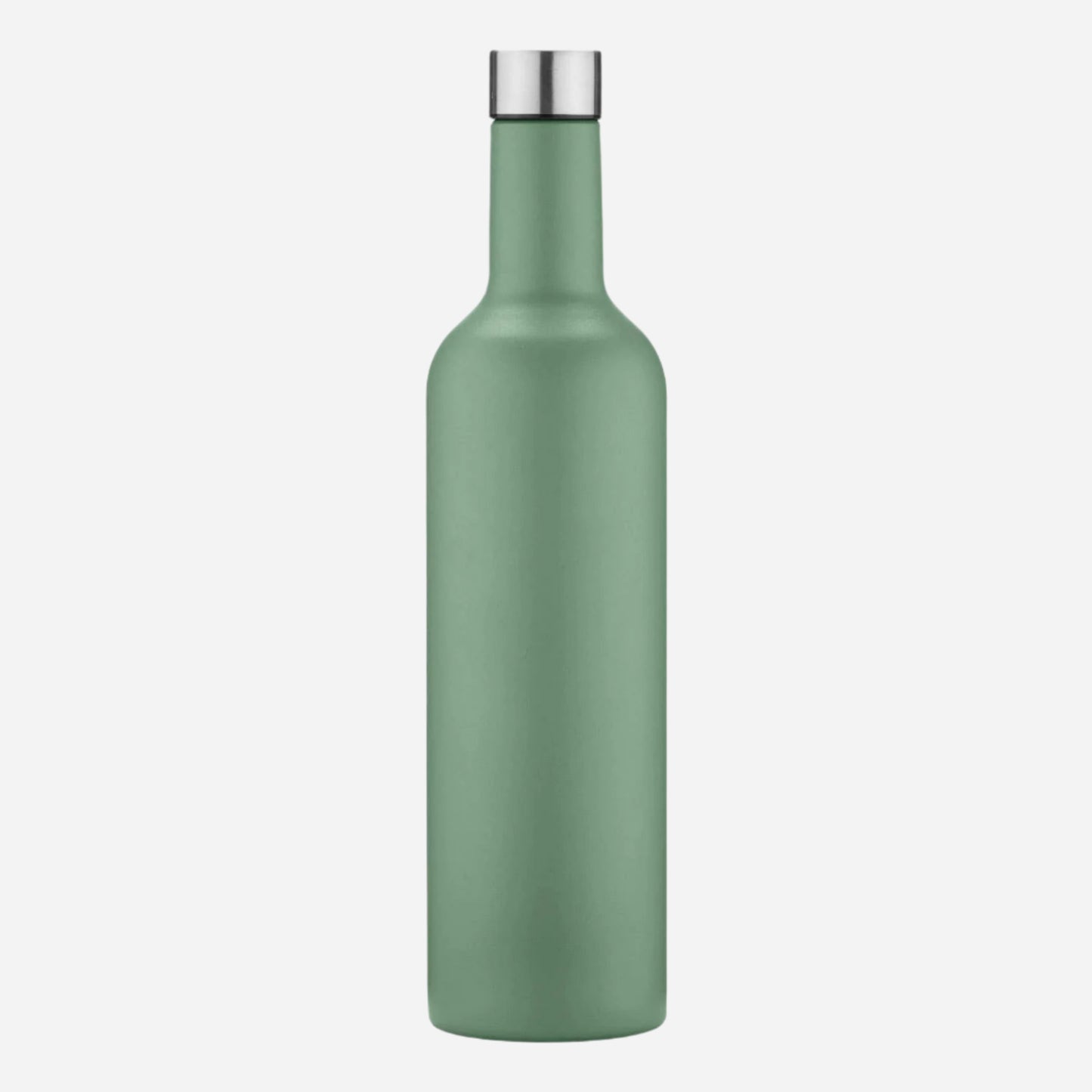 double walled insulated travel wine bottle in green