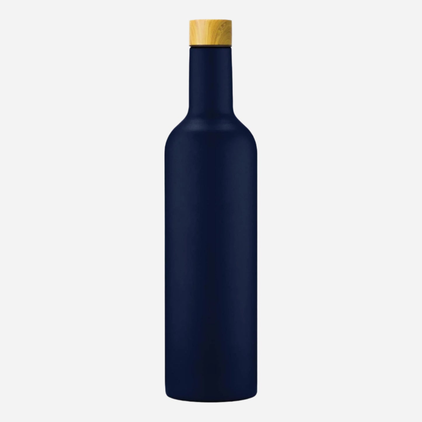 double walled insulated travel wine bottle in navy