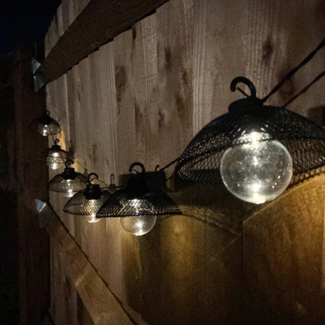 Solar Mesh Lantern String Lights