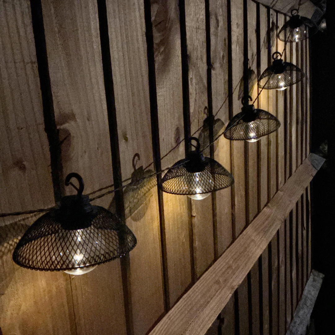 Solar Mesh Lantern String Lights