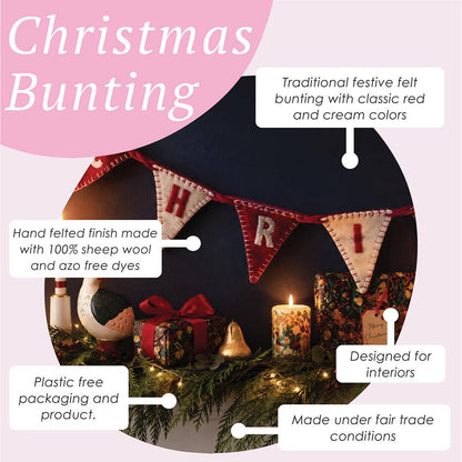 Happy Christmas Felt Bunting - 2m | Christmas Decor |