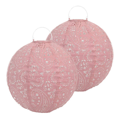 Boho Pink Outdoor Solar Lanterns | 2 Pack |