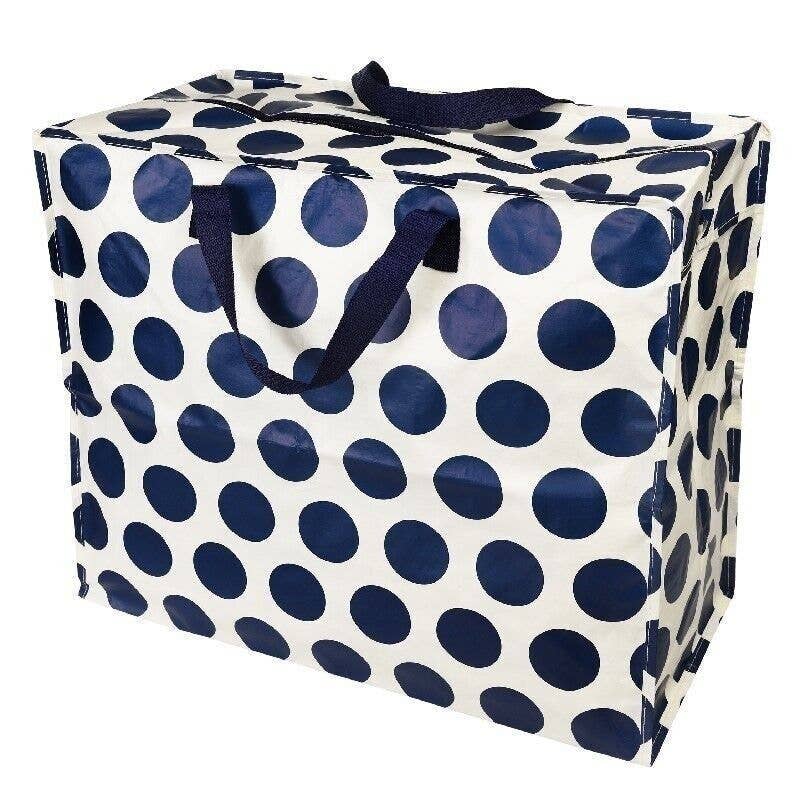 Jumbo Storage Bag - Navy Spot On White