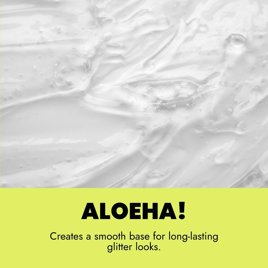 Text 'ALOEHA!' on a yellow background with a gray textured background