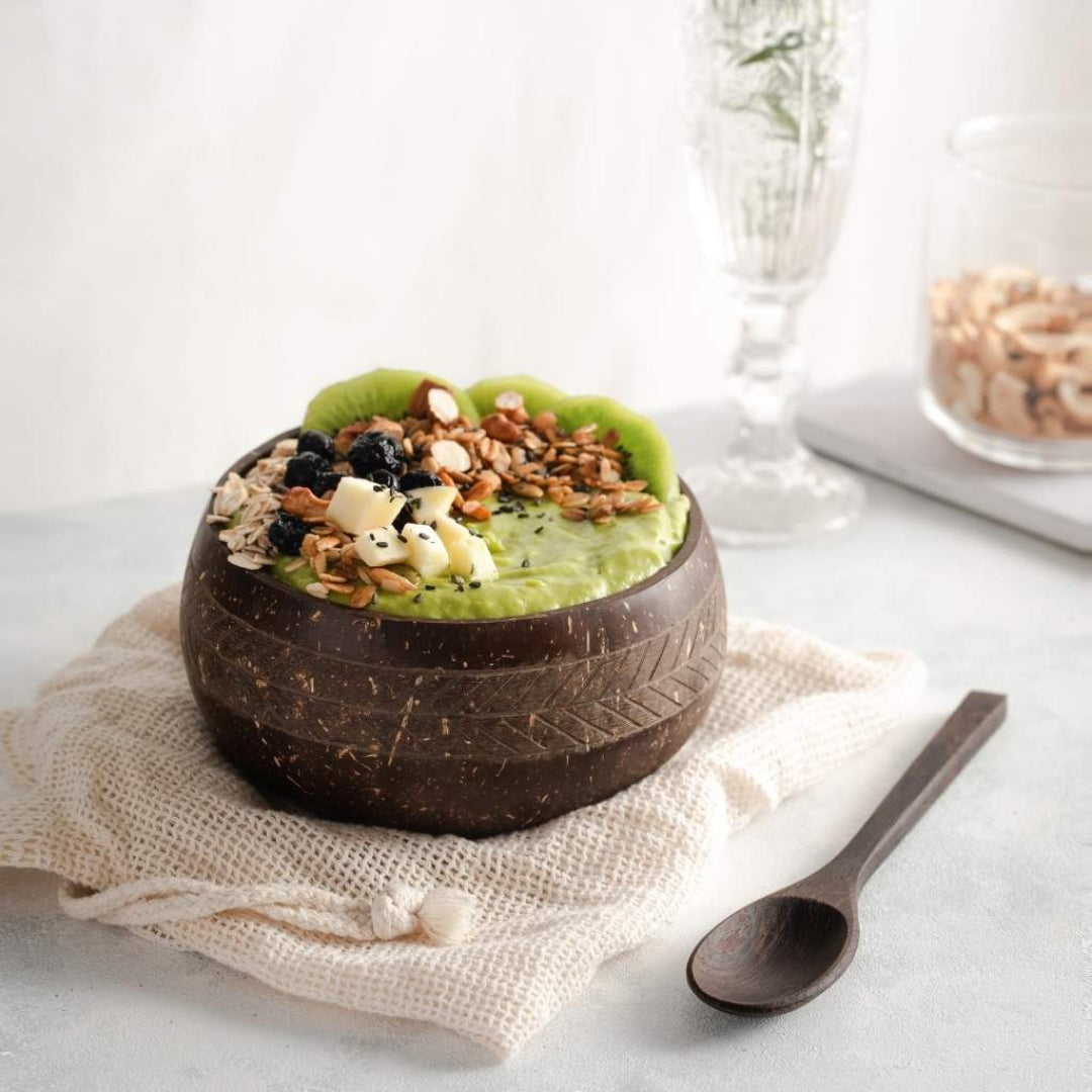 Coconut Shell Bowl & Wooden Spoon