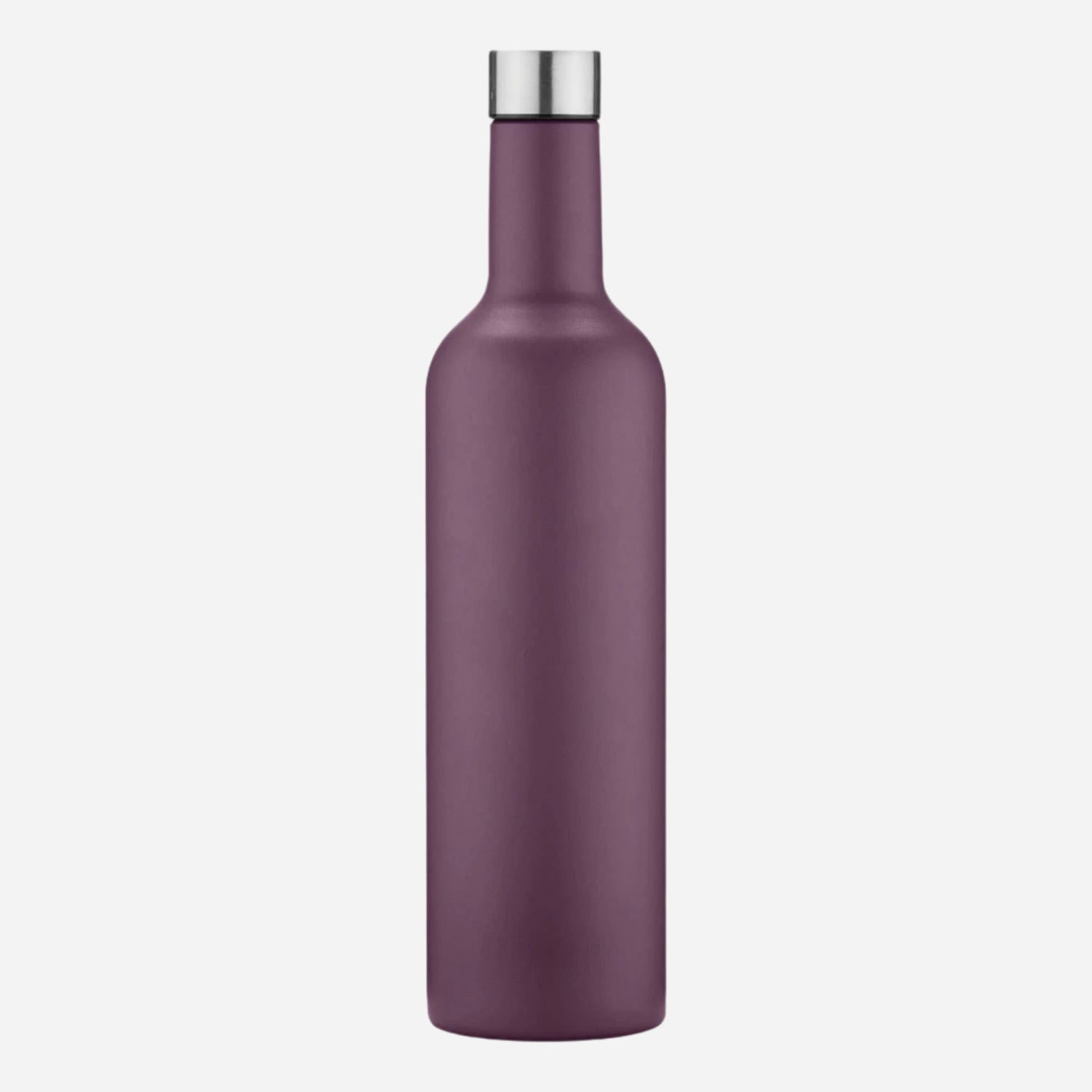 double walled insulated travel wine bottle in purple