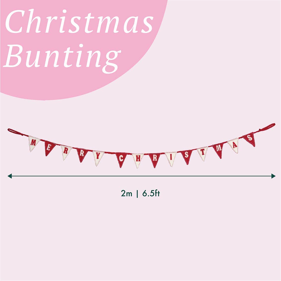 Happy Christmas Felt Bunting - 2m | Christmas Decor |