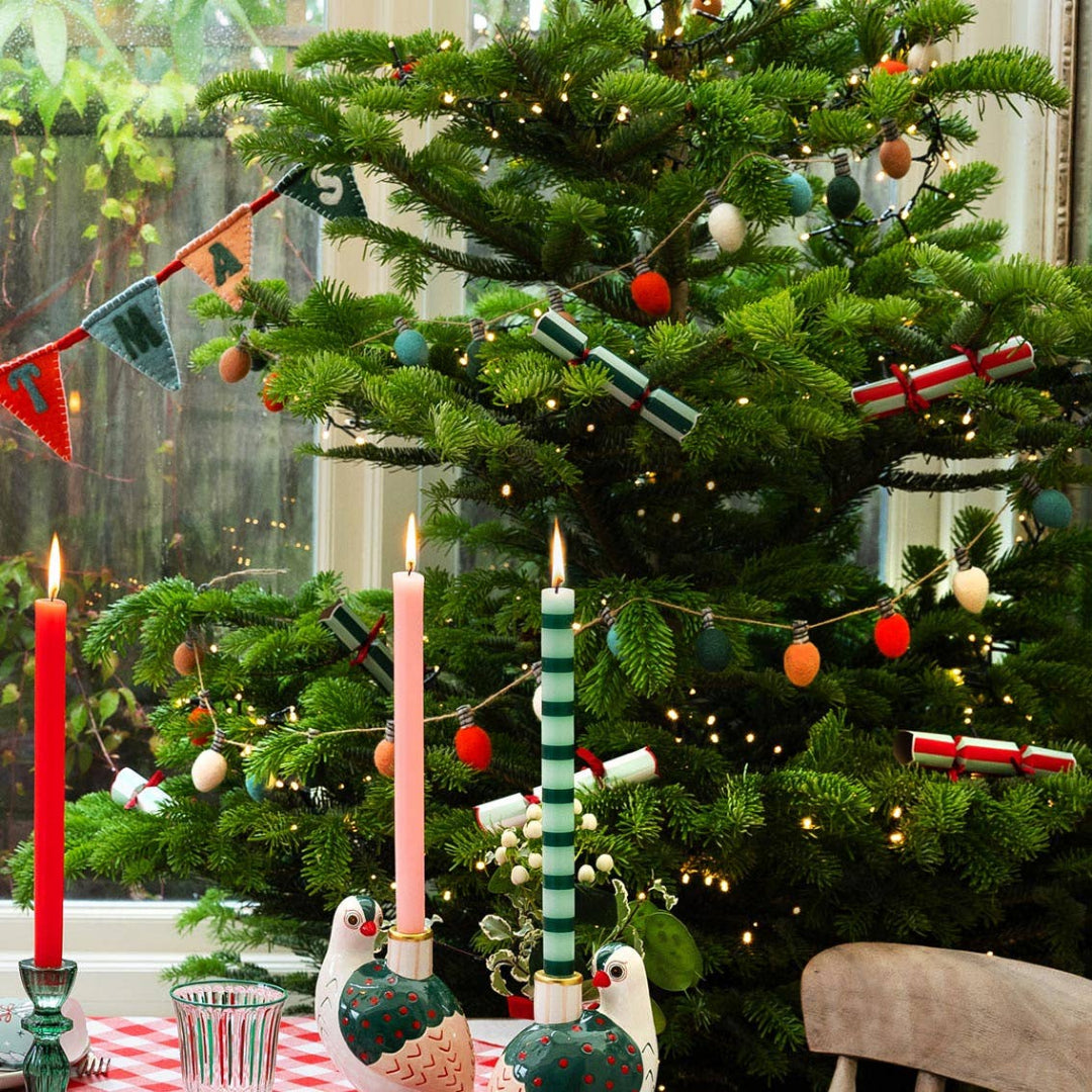 Christmas tree with felt-light-bulb-string