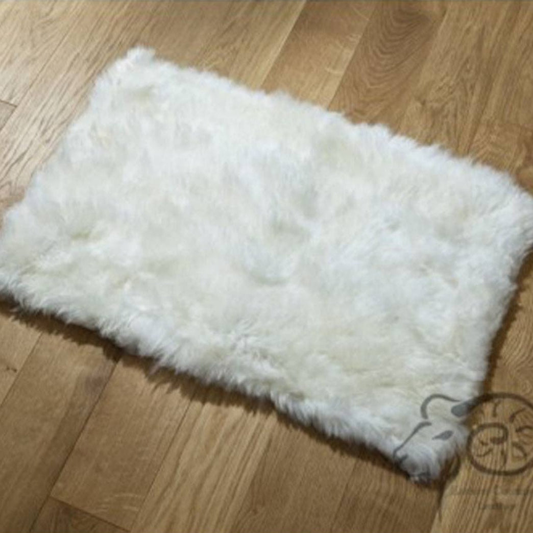 genuine sheepskin rectangular floor mat in natural off-white