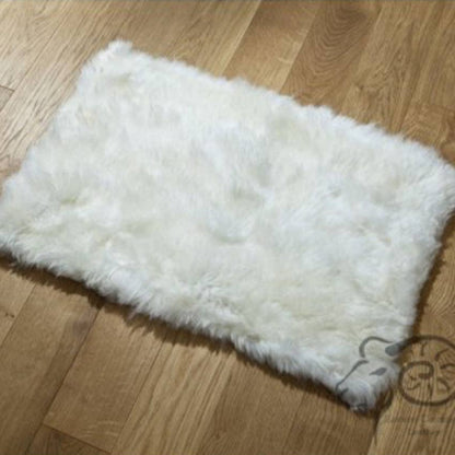 genuine sheepskin rectangular floor mat in natural off-white