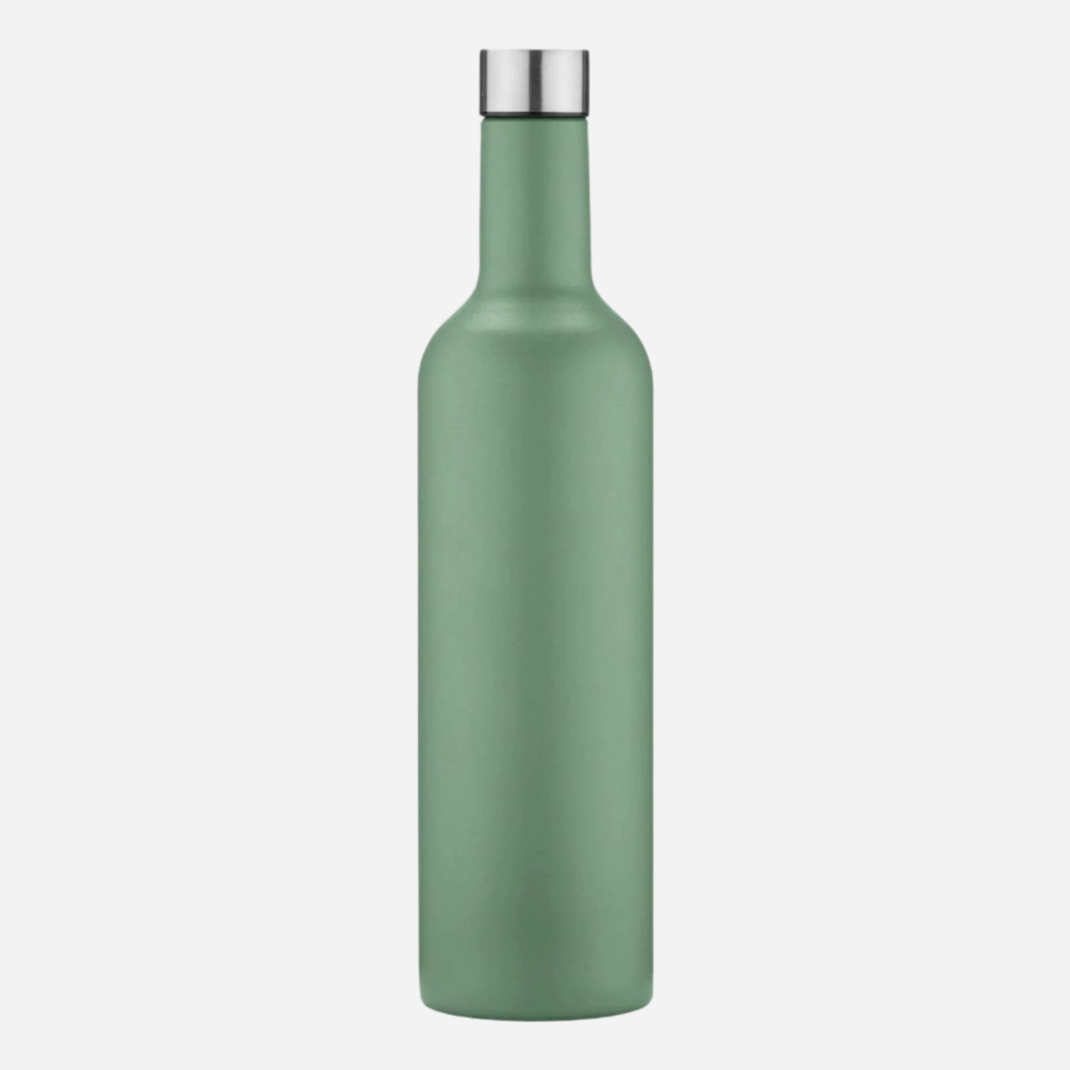 double walled insulated travel wine bottle in green