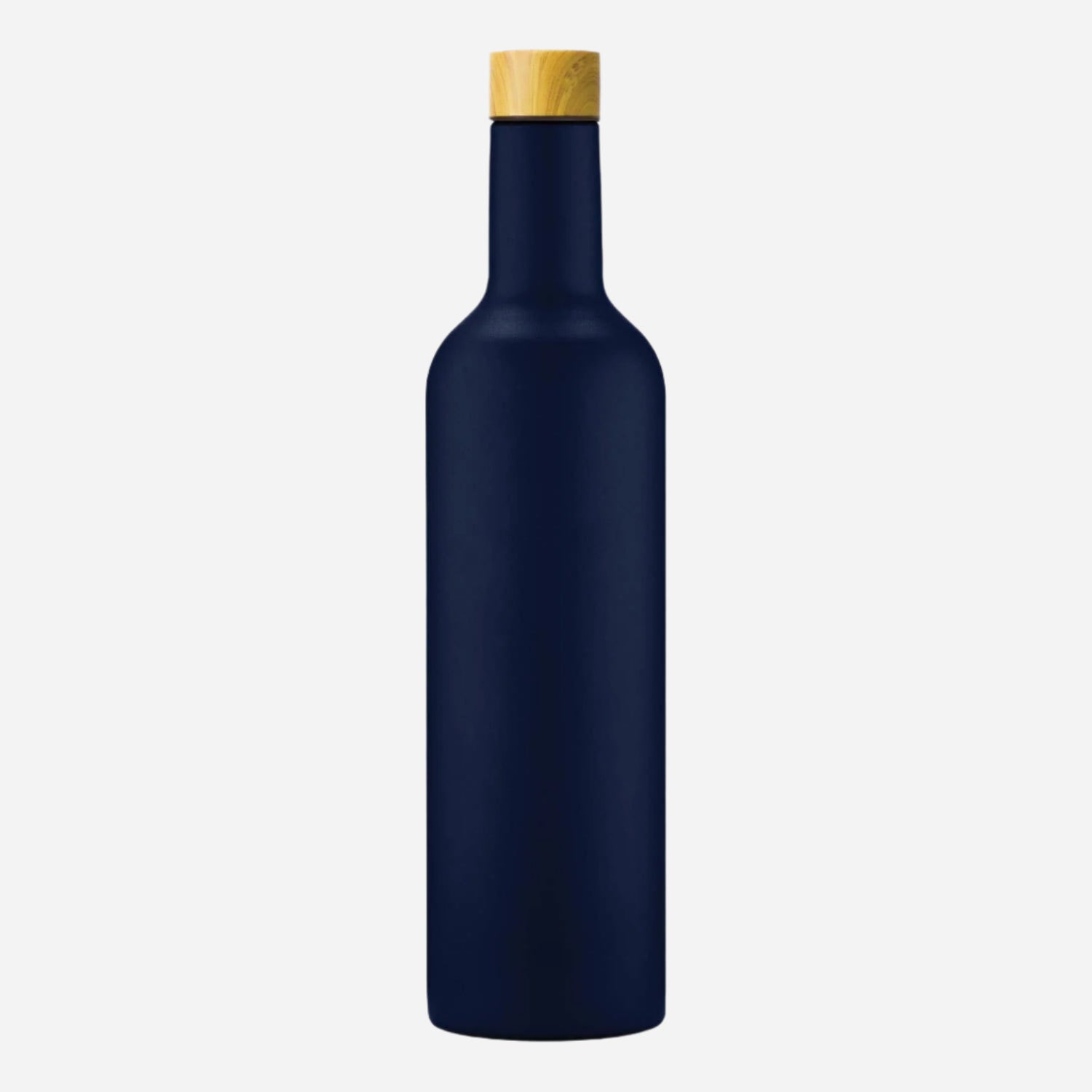 double walled insulated travel wine bottle in navy