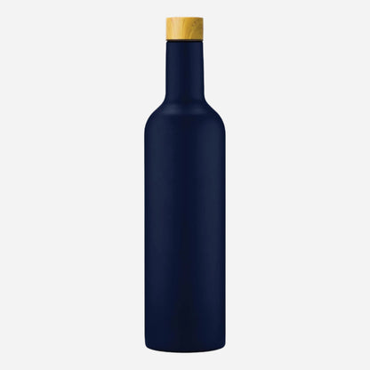 double walled insulated travel wine bottle in navy
