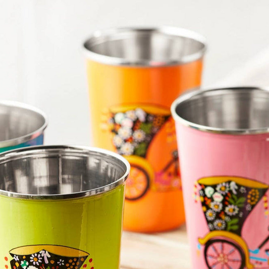 Rickshaw Handpainted Tumbler Orange