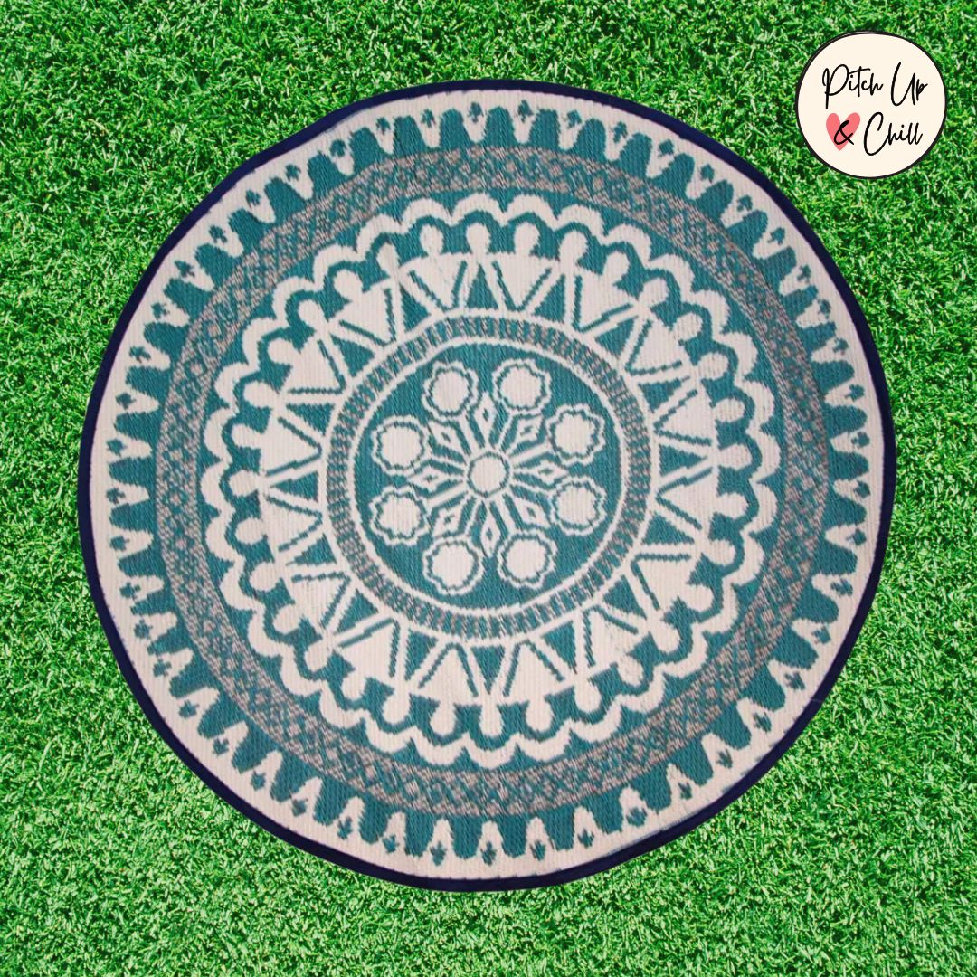 Outdoor Rug | Moroccan Souk Blue Round