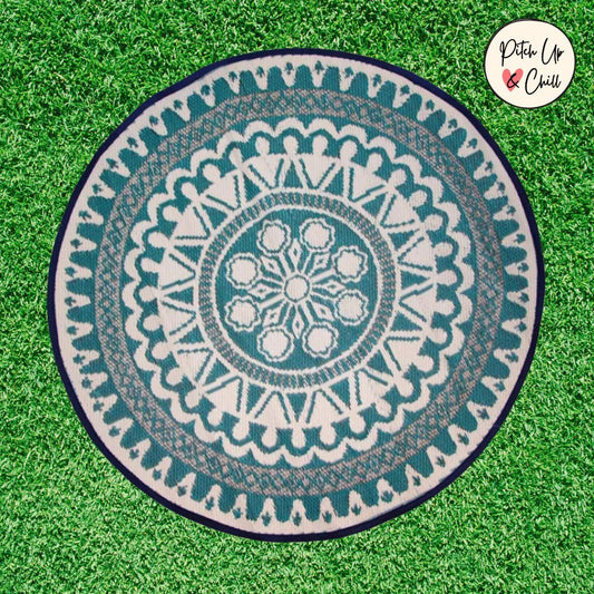 Outdoor Rug | Moroccan Souk Blue Round