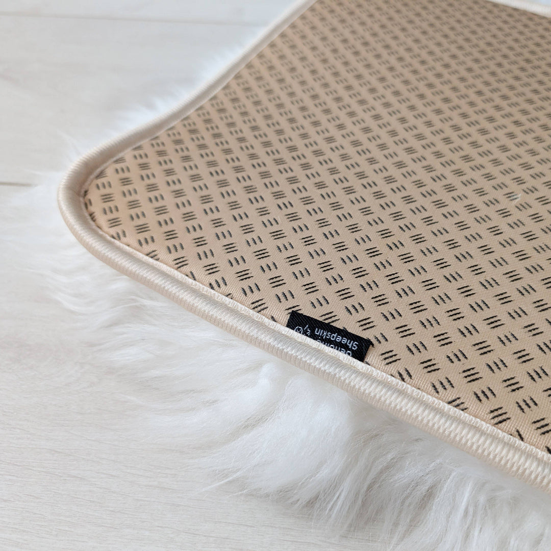 upside down rectangular sheepskin mat beige with non-slip grips