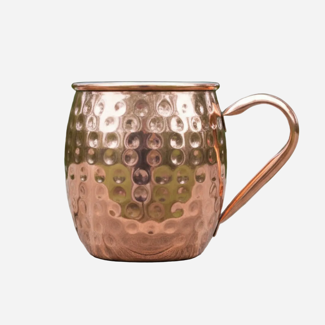 Pair Stainless Steel Copper-Look Mule Mugs | Hammered Design | 450ml
