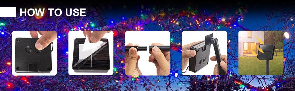 Step-by-step guide on how to use a product with colorful festive background